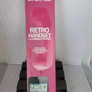 NIB pink retro handset plug into audio jack